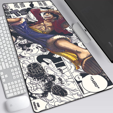 One Piece anime gaming mouse pad - large cartoon rubber pad with lock edge for PC, keyboard & computer. Perfect for gamers & anime fans.