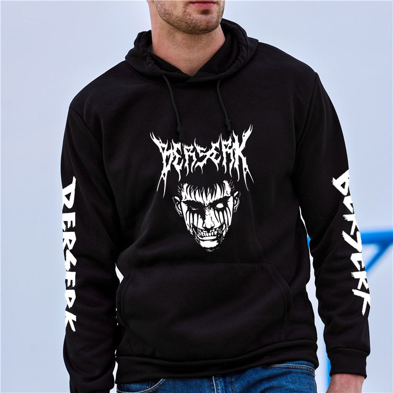 2023 Hot Sale Hooded Dark Berserk Anime Pattern Print Vintage Casual Hoodie Fashion Y2K Sweatshirts Oversized Tops Pullover