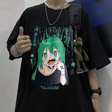 Tsuyu Asui | My Hero Academia Oversized Tee, Anime Y2k Harajuku Clothing girl Print T Shirt Short sleeve t-shirts Oversized Tee Female clothing Kawaii Women pulovers Unisex, everythinganimee