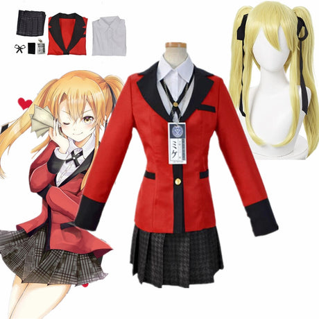 Anime Meari Saotome Kakegurui Compulsive Gambler School Uniforms Set Cosplay Costumes