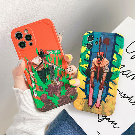 Cute Cartoon Chainsaw Man Pattern Phone Case For IPhone 14 13 12 Pro Max 11 X XS XR XSMAX SE2 7 8 Plus Shockproof Silicone Cover