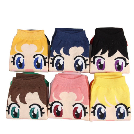 Cartoon Socks Suit Sailor Moon Mercury Mars Jupiter Venus Cute Spring Summer Casual Women's Fashion Cotton Sports Socks, everythinganimee
