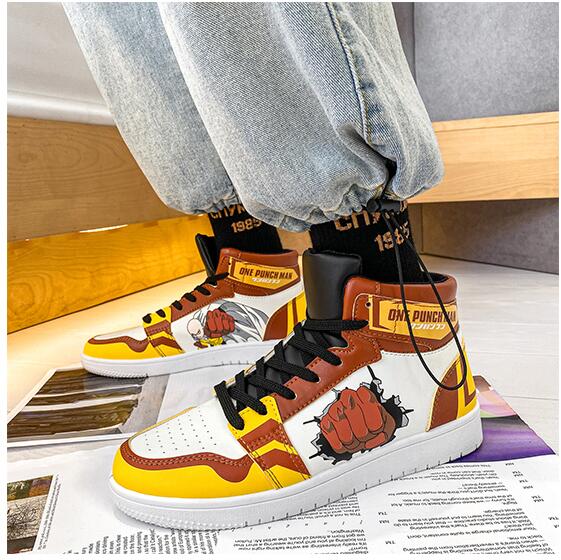 ONE PUNCH-MAN Cosplay Anime shoes Men Casual Shoes Cartoon Printed Fist Sneakers High Top Sneakers, everythinganimee
