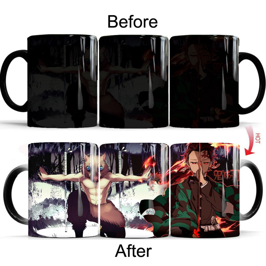 Demon Slayer: Kimetsu No Yaiba Heat Temperature Sensitive Mug Color Changing Cartoon Anime Coffee Mug Cups Drop Shipping Mugs, everythinganimee