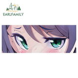 EARLFAMILY Anime Eyes Chibi Slap Car Sticker Senpai Heart Eyes Vinyl Stickers Senpai Please Car Bumper Trunk Decals Classic Peek