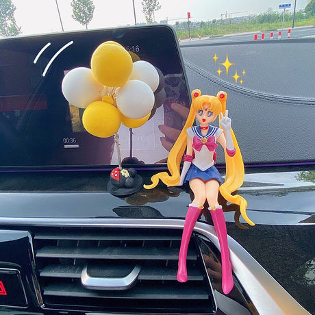 Car Accessories Anime Sailor Moon Beautiful Girl Action Figure Ornaments Balloon Auto Interior Air Outlet Decoration Girls Gifts, everythinganimee