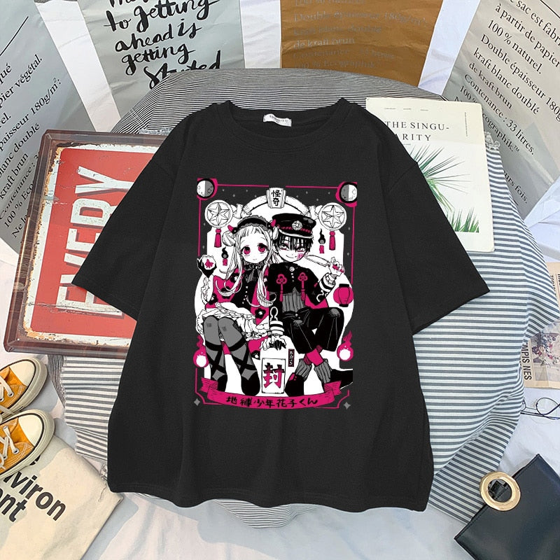 Get your hands on the latest fashion trend with our Harajuku T-shirt featuring the horror comic character Toilet Bound Hanako Kun. Perfect for men, women and children, this gothic cartoon anime print T-shirt is perfect for any anime or horror fan. Made from high quality material, this T-shirt is comfortable to wear and perfect for any occasion. Available in various sizes, get yours now at our website!