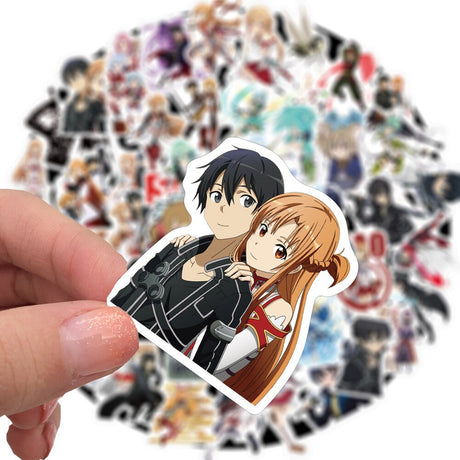 10/50pcs Anime Sword Art Online Stickers Japanese Decal For DIY Laptop Suitcase Car Trunk Skateboard Guitar Motorcycle Sticker, everything animee