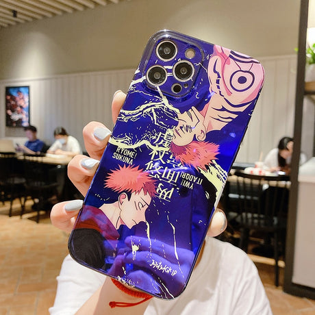 phone case featuring your favorite Jujutsu Kaisen characters, such as Yuji Itadori, Fushiguro Megumi on it. The case is compatible with iPhone 14, 13, 12, 11 Pro, X, Xs Max and XR.