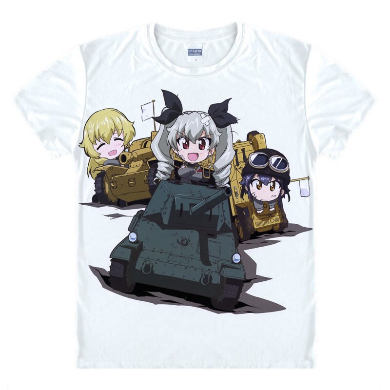 Anime Girls und Panzer T-Shirts Short Sleeve Shirts Manga Garuzu ando Pantsa Katyusha Alice Shimada sensha-do Cosplay Shirt, everythinganimee