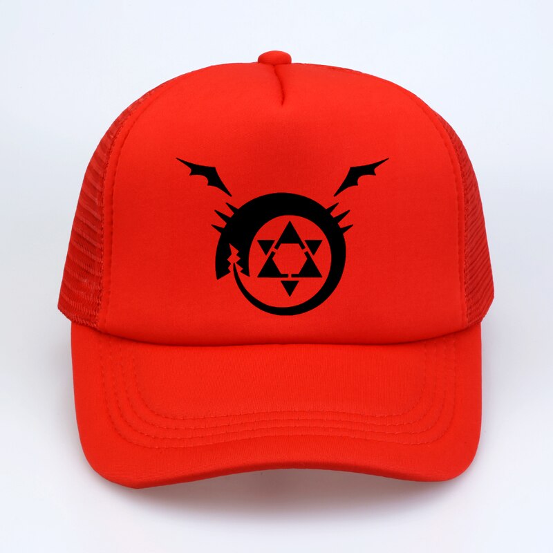 Full metal Fullmetal Alchemist Homunculus Steel Edward Alphonse Baseball caps Cosplay Costumest Anime Man Women mesh Trucker Cap Hat, everythinganimee