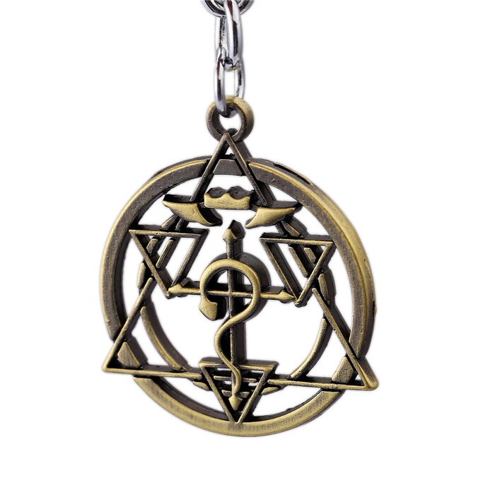 Anime Fullmetal Alchemist Keychain Metal Magic Circle Key Chain Ring Holder Pendant Llavero Chaveiro Edward Alchemist Logo, everythinganimee