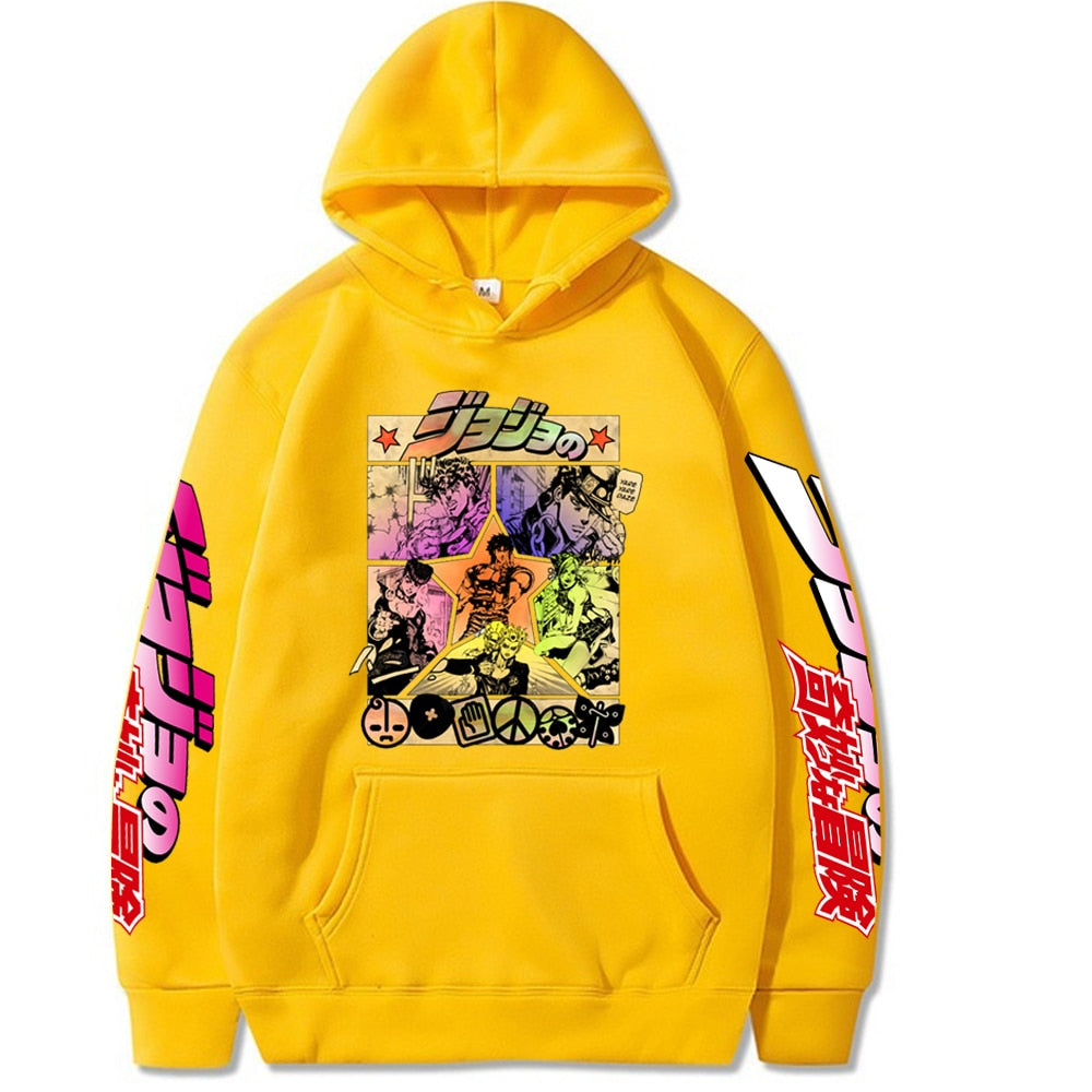 This hoodies captures the magic of JoJo’s. If you're looking for more JoJo’s Bizarre merch, we have it all! Check out our anime merch now—free shipping!