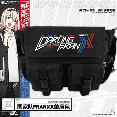 Japanese Anime DARLING in the FRANXX ZERO TWO Cosplay Bag Harajuku Fashion School Black Backpack Canvas Travel Messenger Bags, everythinganimee