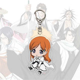 Anime Bleach Acrylic Keychain Fashion Kurosaki Ichigo Ishida Uryuu Kuchiki Rukia Cartoon Figures Key Chain Bag Charm Accessories
