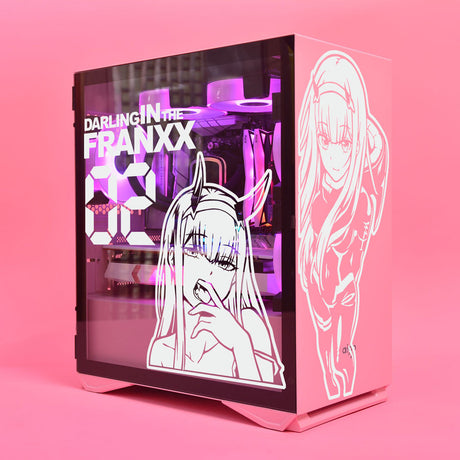 Darling in the Franxx 02 Anime Stickers for ATX Mid PC Case Cartoon Computer Decorative Decal Waterproof Removable Hollow Out, everythinganimee