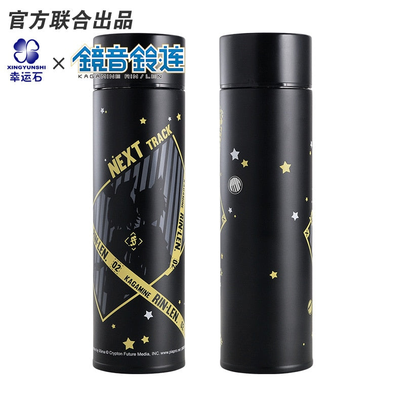 Hatsune Miku Thermos Steel Water Bottle LED Display Temperature Sensing Cup Manga Role Kagamine RIN&LEN Vocaloid, everythinganimee