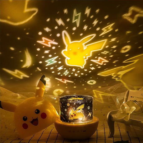 Pokemon Pikachu Rotating Lamp Music Box Light Six Kinds Of Projection Replaceable Atmosphere Night Light Remote Control Bedroom, everythinganimee