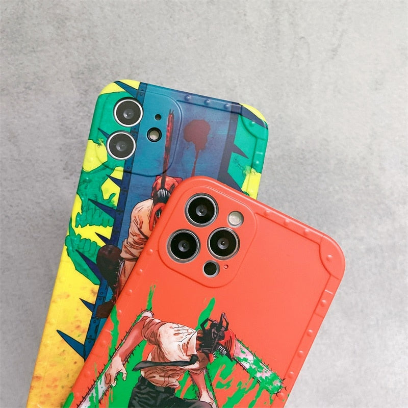 Cute Cartoon Chainsaw Man Pattern Phone Case For IPhone 14 13 12 Pro Max 11 X XS XR XSMAX SE2 7 8 Plus Shockproof Silicone Cover