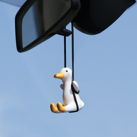 Gypsum Cute Anime Car Accessory Swing Duck Pendant Auto Rearview Mirror Ornaments Birthday Gift Couple Accessories Car Fragrance, everythinganimee