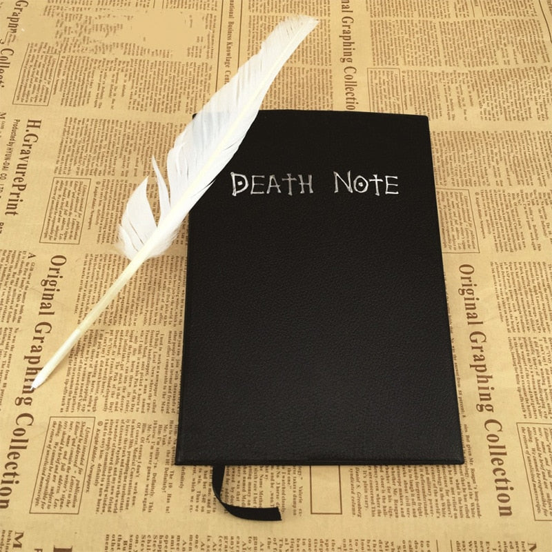 A5 Anime Death Note Notebook Set Leather Journal and Necklace Feather Pen Animation Art Writing Journal Death Note Notepad