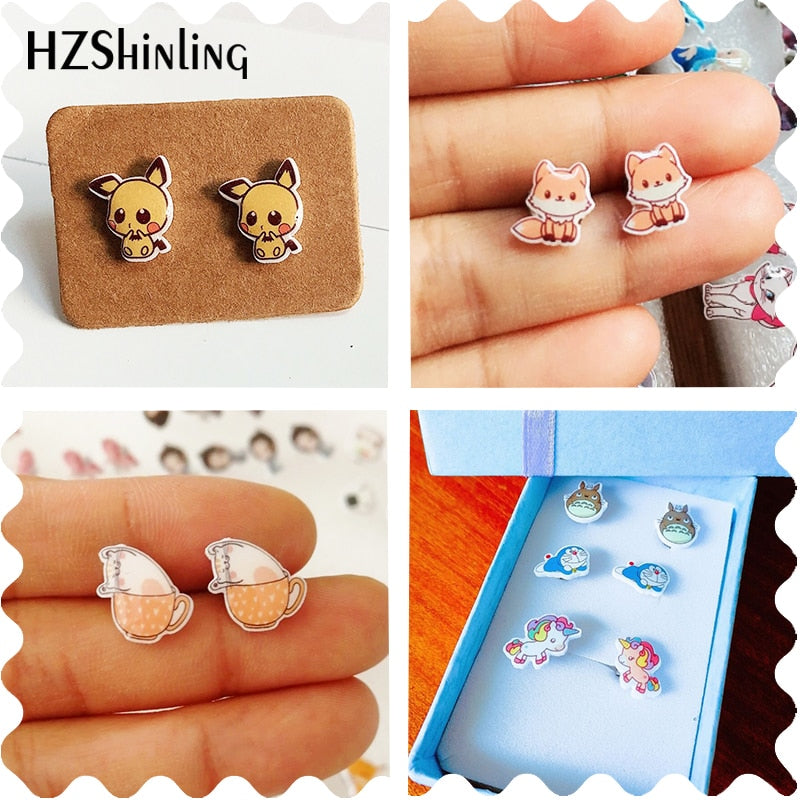 2023 New K-on! Stud Earring Azusa Mugi Acrylic Resin Earrings Epoxy Handmade Jewelry Gifts Girl, everything animee