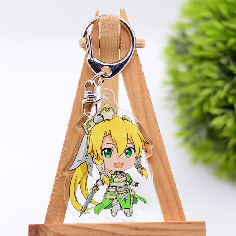 Sword Art Online Keychain Double Sided Acrylic Cartoon Key Chain Pendant Anime Accessories Keyring Hot Sale, everything animee