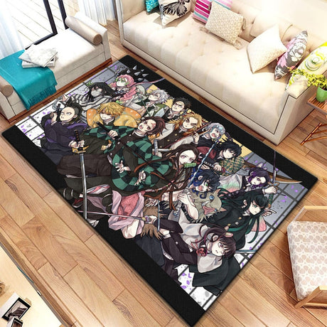 Demon Slayer beautiful Painting Carpet for Living Room Large Area Rug Black Soft Carpet Home Decoration Mats Boho Rugs picnic, everythinganimee