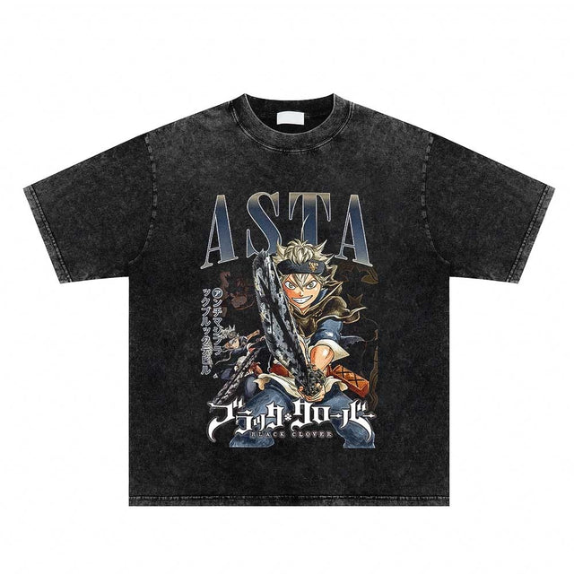 O-Neck Retro Black Clover Asta Homage Print Women T-shirt Black Clover Short Sleeved T Shirt Harajuku Unisex Y2k Clothes Tops, everythinganimee