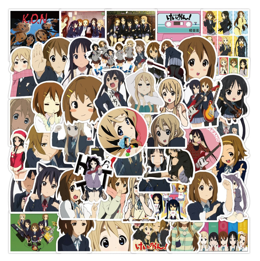 100pcs K-ON!Anime Stickers Phone Case Stationery Waterproof Cute Kawaii Stickers Laptop Sticker Sticker Aesthetic Kids Toys, everything animee