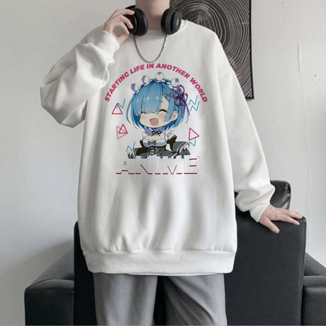Rem Anime Sweatshirts Re:Life In A Different World From Zero Manga Graphic Winter Oversize Men Pullover Women Top Couple Clothes, everythinganimee
