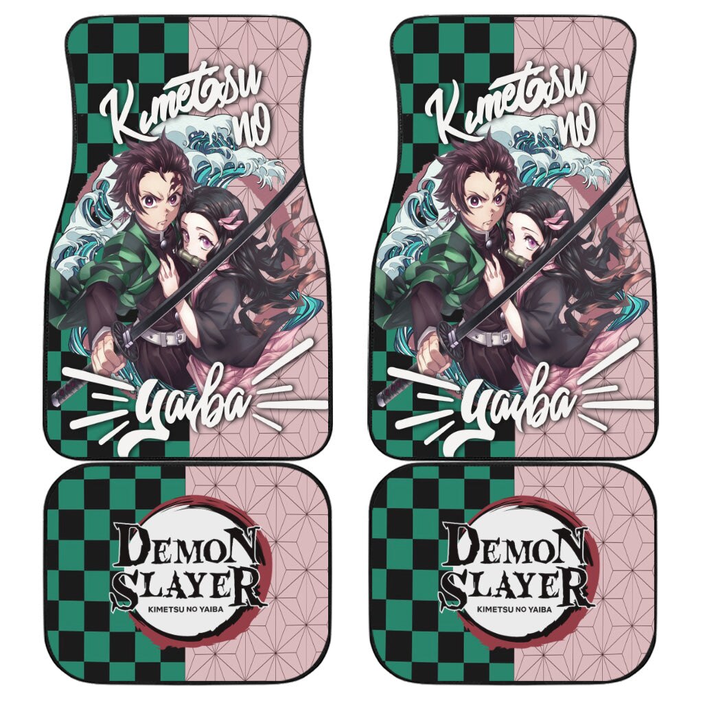 Demon Slayer Kamado Nezuko and other characters Car Floor Mats Custom Demon Slayer Anime Car Accessories 4PCs Pack, everythinganimee