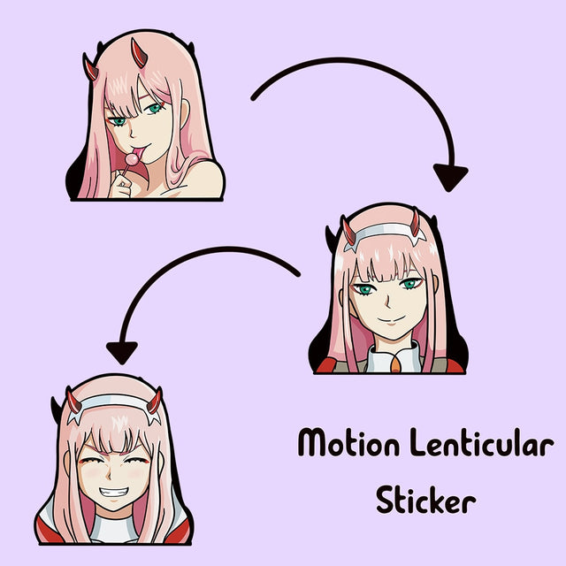 Zero Two Suitcase Sticker DARLING In The FRANXX Motion Sticker Anime Waterproof Decals for Car,Laptop,Refrigerator,Etc Gift, everythinganimee