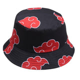 Japanese Anime Products Naroto Akatsuki Red Cloud Bucket Hat Fisherman Hat Outdoors Sunscreen for Women Men Summer Hat, everythinganimee