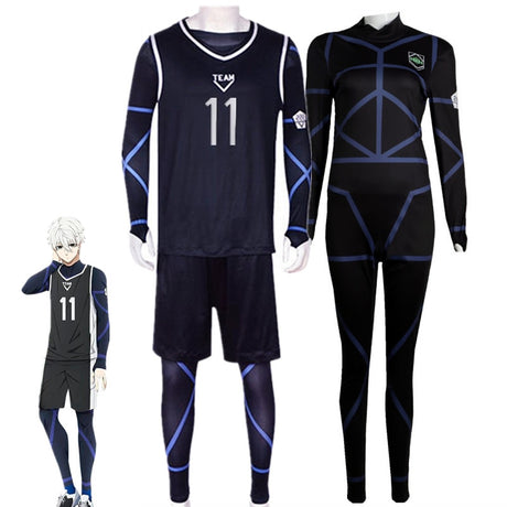 Anime Blue Lock Nagi Seishiro Cosplay Costume Black Jersey Jumpsuit Football Bodysuit Halloween Christmas Party Clothes, everythinganimee