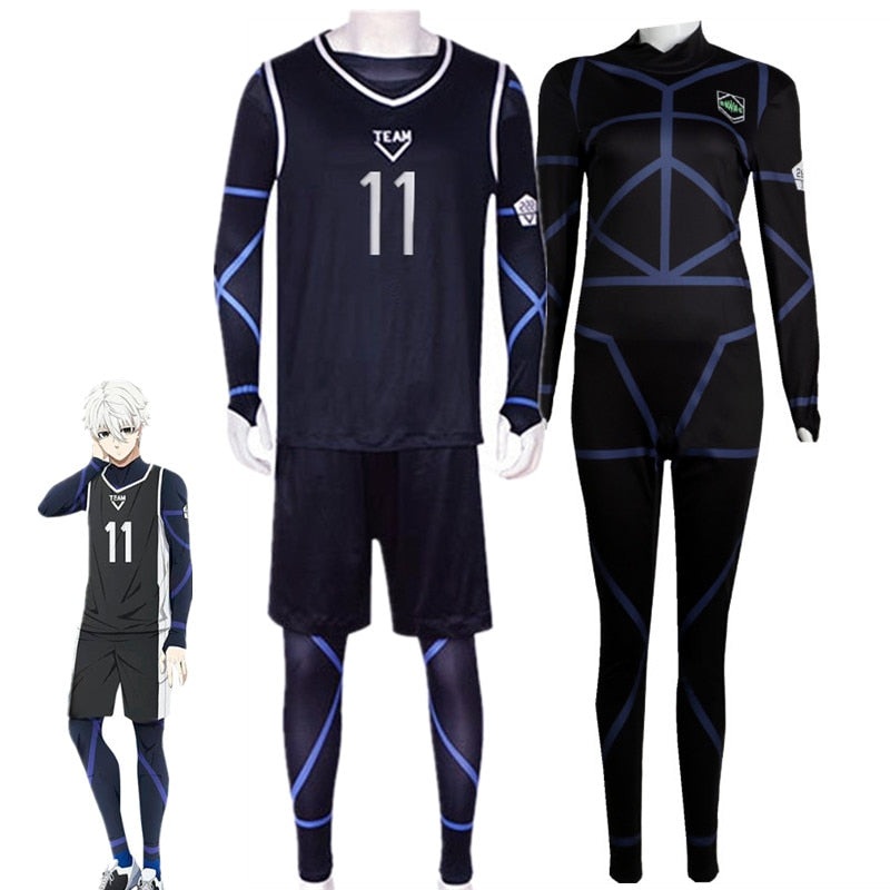 Anime Blue Lock Nagi Seishiro Cosplay Costume Black Jersey Jumpsuit Football Bodysuit Halloween Christmas Party Clothes, everythinganimee