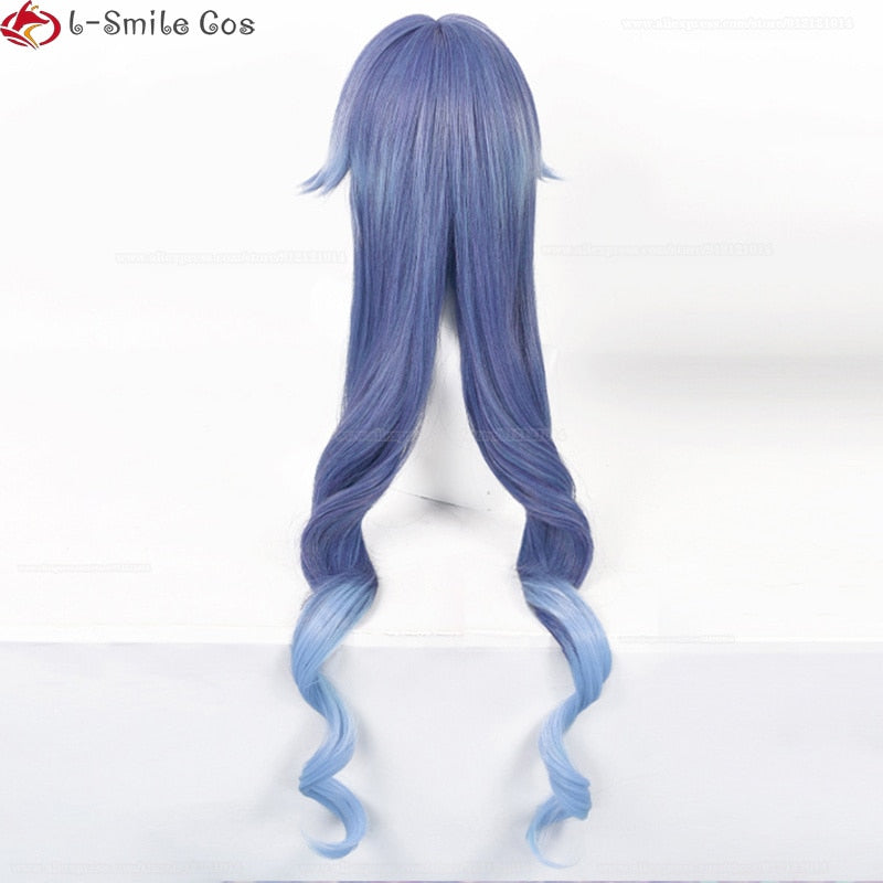 Layla Cosplay Wig Game Genshin impact Cosplay Layla Genshin Wig Long Curly Hair Blue Gradient Heat Resistant Hair Wigs + Wig Cap