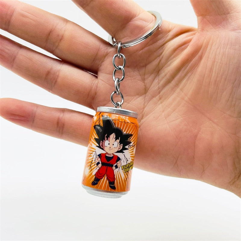 Dragon Ball Anime Keychain Son Goku Kakarotto Vegeta Trunks Keychain Cans Figure Toys Cartoon Keyring Children Gift Toys