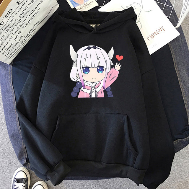 cute Miss Kobayashi's Dragon Maid Kanna Kamui Print Men/Women Cotton Hoodie Casual Oversized Pullover Sweatshirt Trend Unisex Clothes, everythinganimee