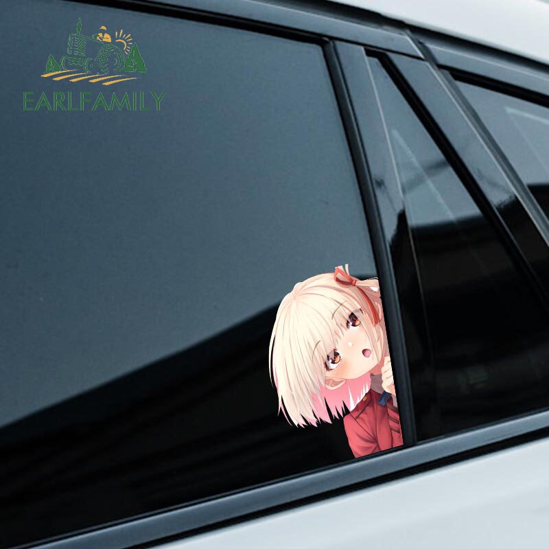 13cm Car Sticker Inoue Takina Nishikigi Chisato Lycoris Recoil Peeker Caravan Waterproof Decal Surfboard Anime RV JDM, everythinganimee