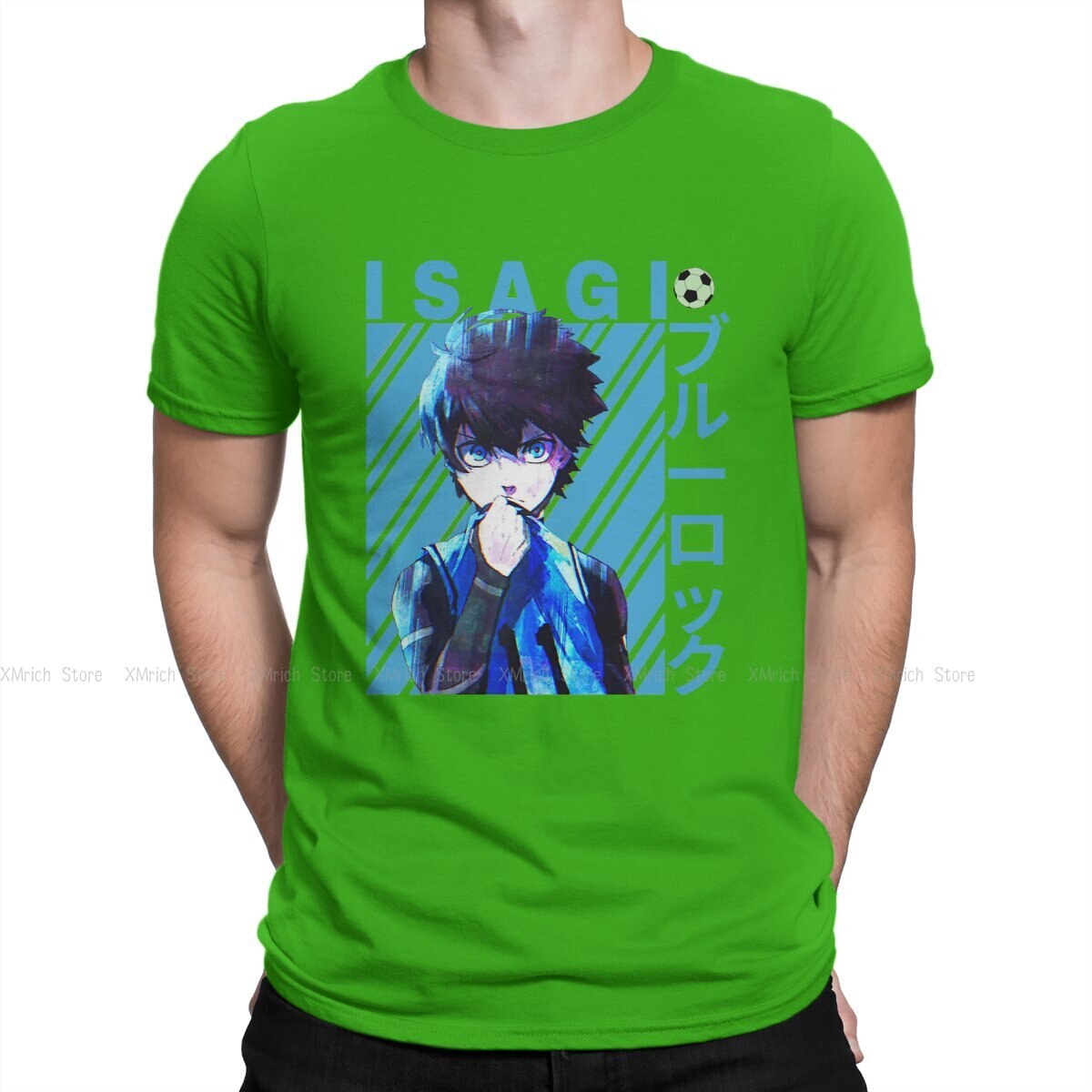 Men's Cool T Shirts BLUE LOCK Isagi Yoichi Anime 100% Cotton Clothing Casual Short Sleeve Crew Neck Tees Graphic T-Shirt, everythinganimee