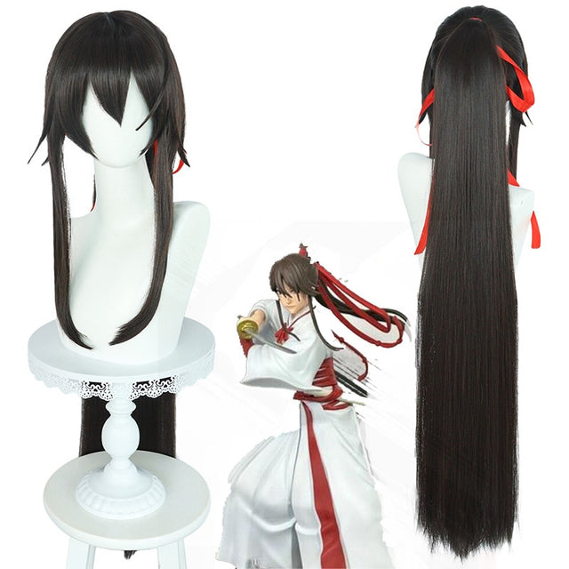 Hells Paradise Wig Yamada Asaemon Sagiri Cosplay Costume Dark Brown Long Sideburns Horsetail Wig 2023 New Anime Cosplay Wig, everythinganimee