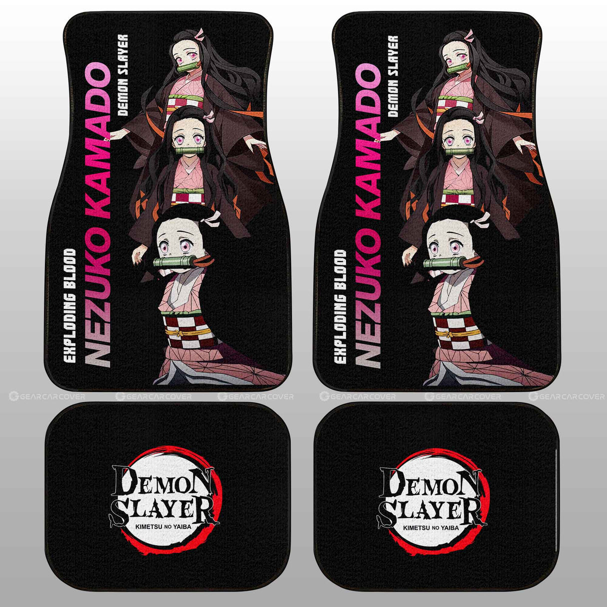 Demon Slayer Kamado Nezuko and other characters Car Floor Mats Custom Demon Slayer Anime Car Accessories 4PCs Pack, everythinganimee