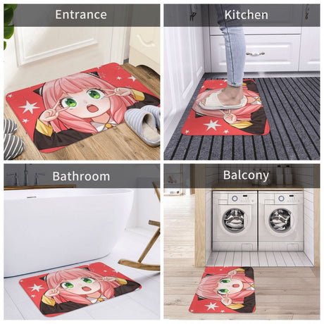 Spy X Family Non-slip Doormat Living Room Mat Cute Anya Hallway Carpet Welcome Rug Bedroom Decor, everythinganimee