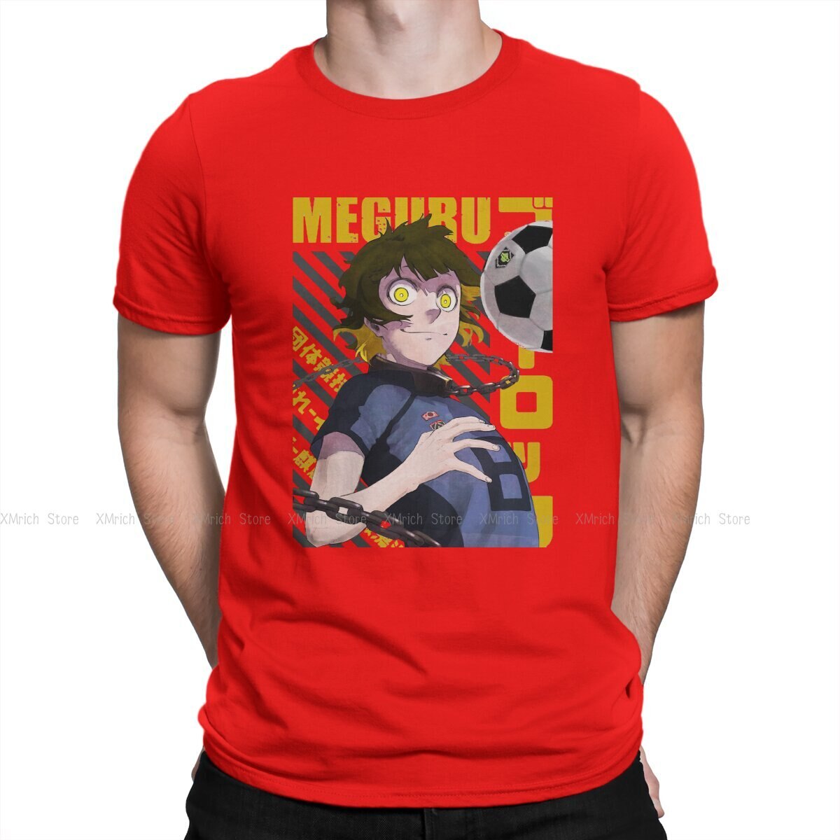 Meguru Bachira T-Shirts for Men BLUE LOCK Isagi Yoichi Anime Fashion 100% Cotton Tee Shirt Round Neck Short Sleeve T Shirt, everything animee