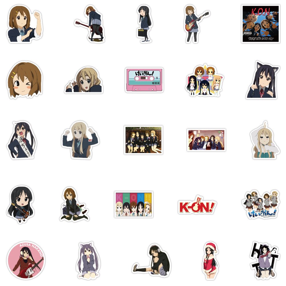 100pcs K-ON!Anime Stickers Phone Case Stationery Waterproof Cute Kawaii Stickers Laptop Sticker Sticker Aesthetic Kids Toys, everything animee