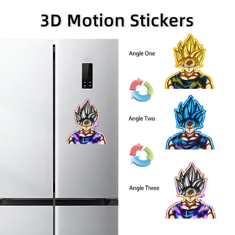 2023 NEW 3D Car Anime Stickers Motorcycle Lenticular Holography Waterproof 3D Anime Motion Stickers For Laptop, dragon ball, everythinganimee