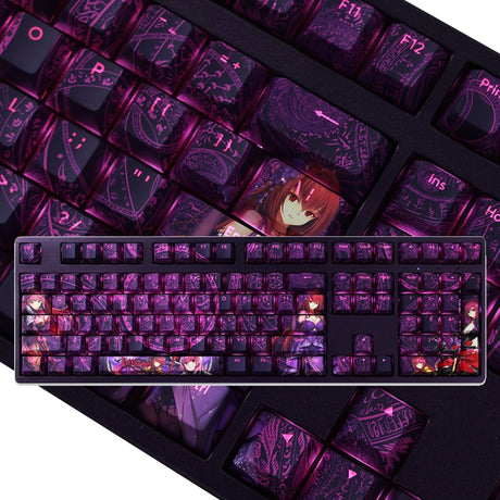 Transparent Keycap Thermal Sublimation Process Pbt Keycap Anime Game Character Keycap Keyboard Accessories Purple, everythinganimee