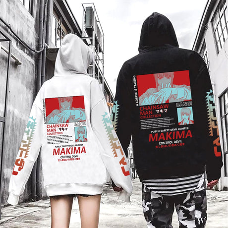 Anime Chainsaw Man Hoody Sweatshirt Makima Pattern Hoodies Men Women Fashion Loose Streetwear Tops Harajuku