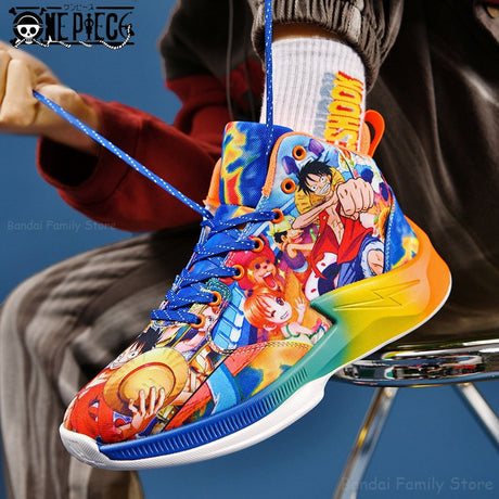 One Piece Luffy & Zoro Sneakers Anime Men Basketball Shoes Casual Non-slip Running Shoes Fashion Teenager Graffiti Sport Shoes Gifts, everythinganimee